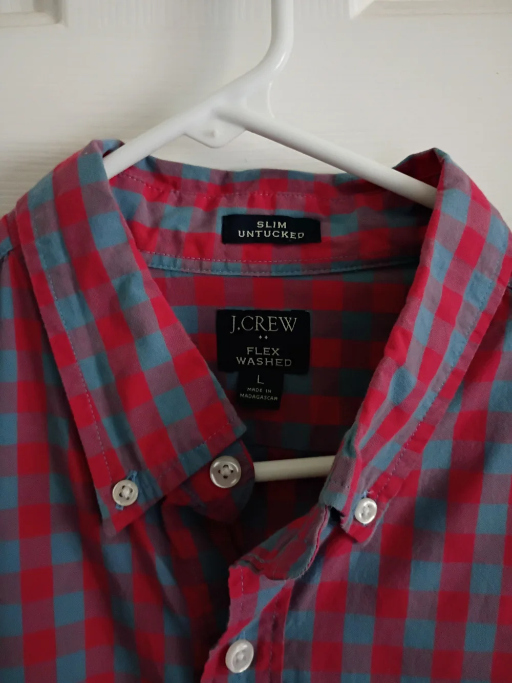 J. Crew Slim-Fit Button-Down Shirt in Red and Teal Check